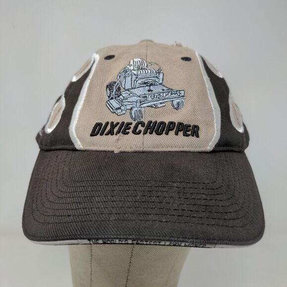 Dixie Chopper Men's Strapback Hat Tan Black OSFM Embroidered Flames Logo - Picture 2 of 12